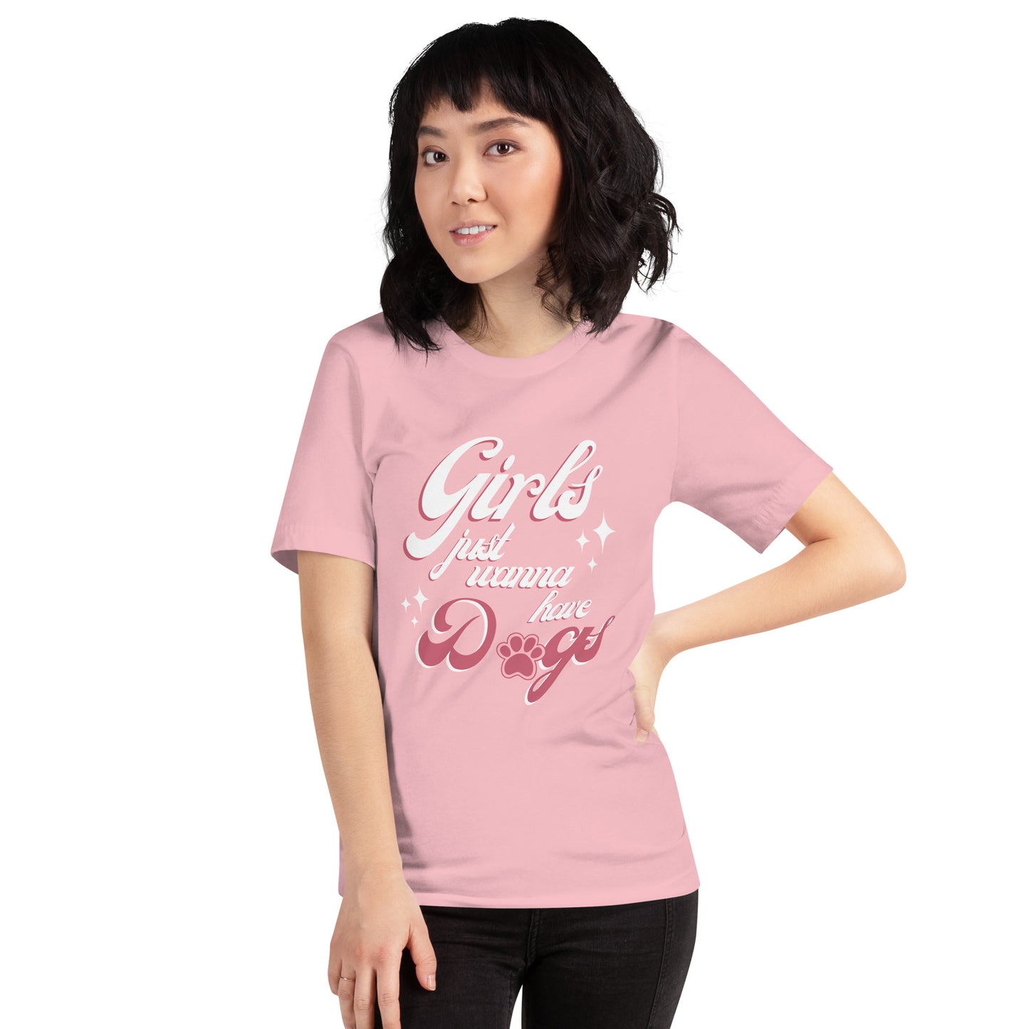 Pink Girls Just want to have Dogs Tee